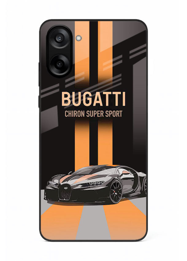 Bugatti hypercar with dual racing stripes in bold luxury design layout for OnePlus Nord CE5