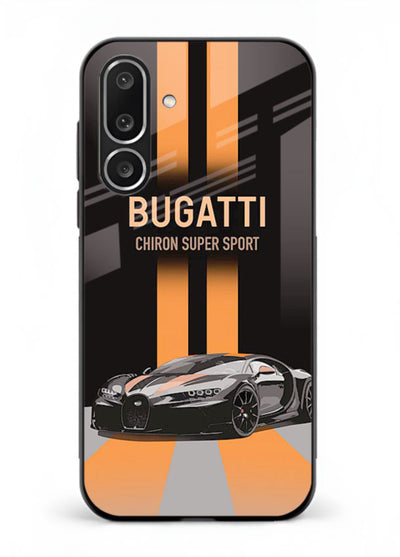 Bugatti hypercar with dual racing stripes in bold luxury design layout for Samsung M56 5G