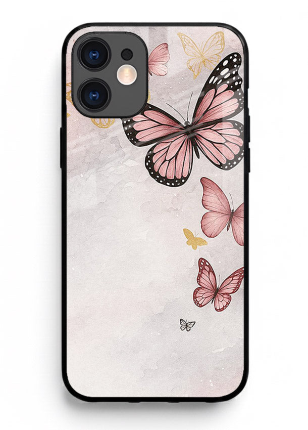 Chalk butterfly artwork on iphone 11 glass back cover with playful hand-drawn look.