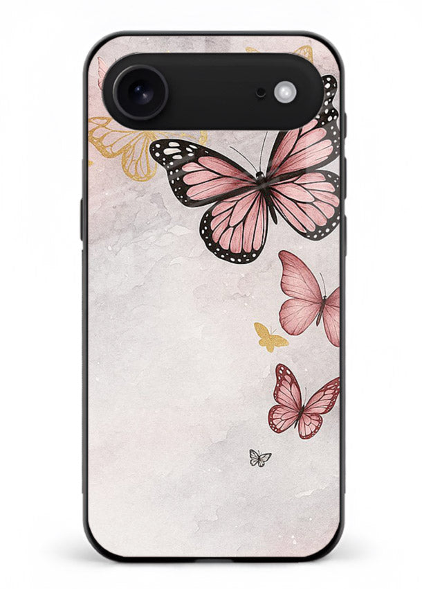Chalk butterfly artwork on iphone 17 air glass back cover with playful hand-drawn look.