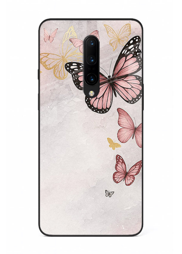 Chalk butterfly artwork on OnePlus 7 Pro glass back cover with playful hand-drawn look.