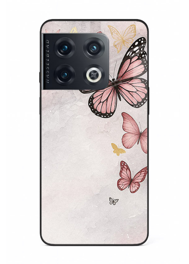Chalk butterfly artwork on OnePlus 10 Pro glass back cover with playful hand-drawn look.
