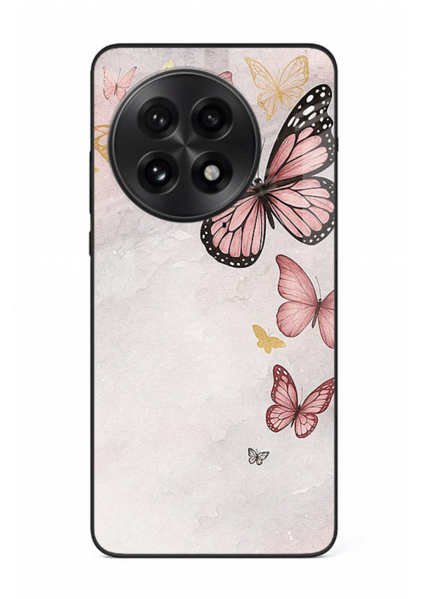 Chalk butterfly artwork on OnePlus 13R glass back cover with playful hand-drawn look.