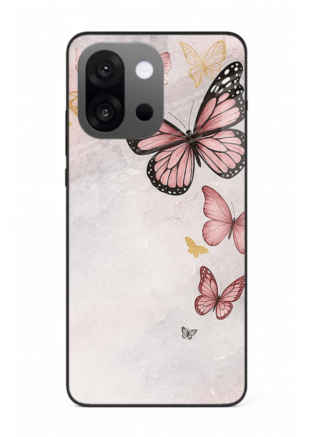 Chalk butterfly artwork on OnePlus 13s glass back cover with playful hand-drawn look.