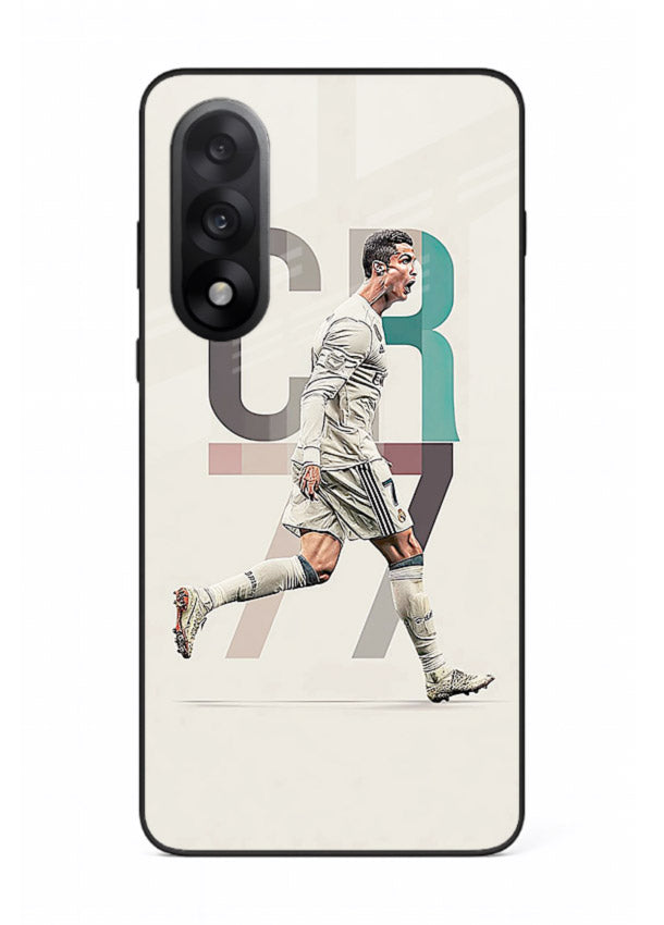 Minimal CR7 football silhouette printed on premium tempered glass OnePlus Nord 5 back cover