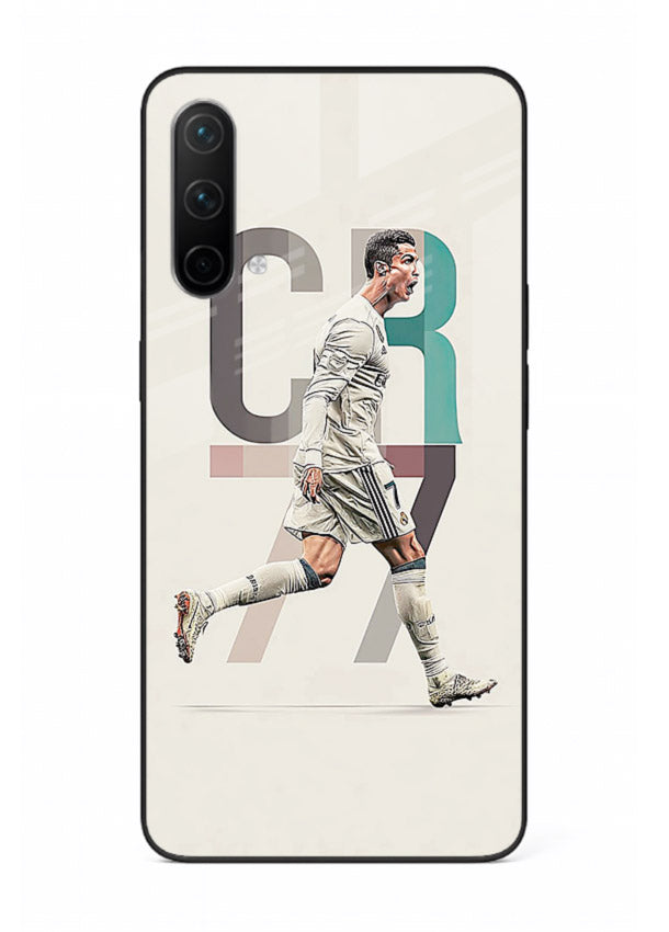 Minimal CR7 football silhouette printed on premium tempered glass OnePlus Nord CE 5G back cover