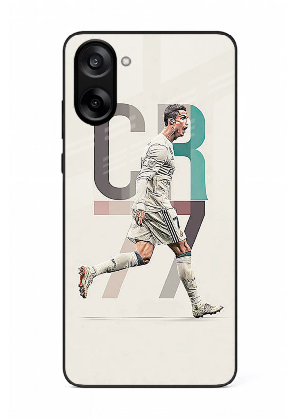 Minimal CR7 football silhouette printed on premium tempered glass OnePlus Nord CE5 back cover