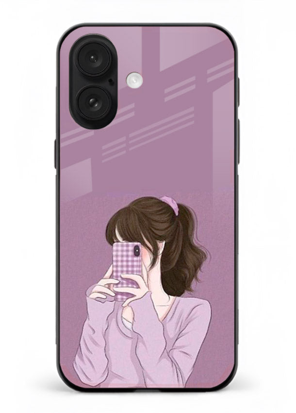 Camera Shy Girl aesthetic portrait iphone 16 plus glass back cover