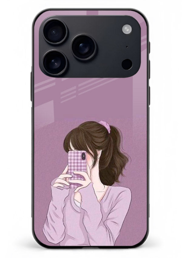 Camera Shy Girl aesthetic portrait iphone 18 pro max glass back cover