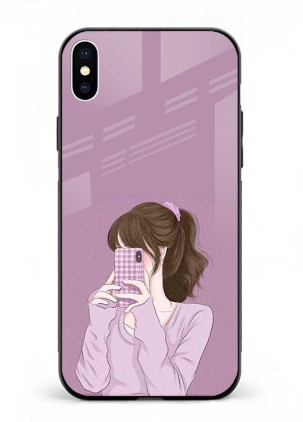 Camera Shy Girl aesthetic portrait iphone xs max glass back cover