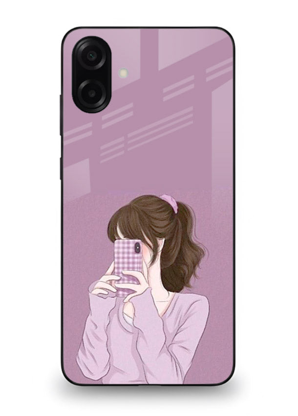 Camera Shy Girl aesthetic portrait Samsung A07 4G glass back cover
