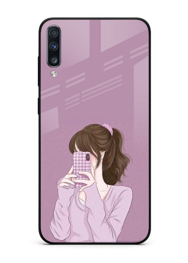 Camera Shy Girl aesthetic portrait Samsung A70 glass back cover