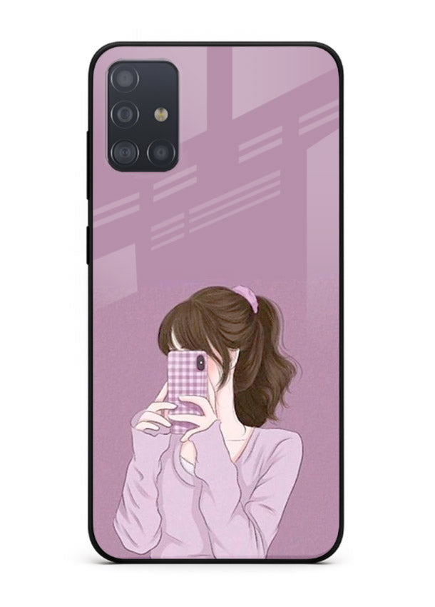 Camera Shy Girl aesthetic portrait Samsung A71 glass back cover