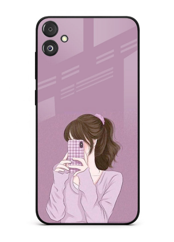 Camera Shy Girl aesthetic portrait Samsung F05 5G glass back cover