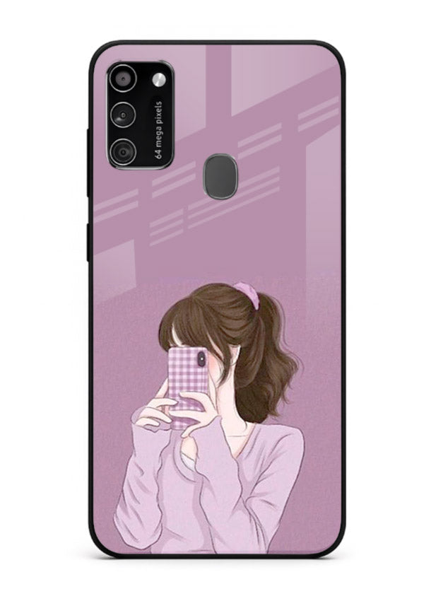Camera Shy Girl aesthetic portrait Samsung M30s glass back cover