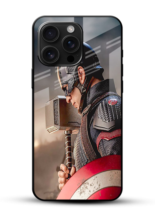 Captain America Shield Focus cover for Glossy Vibrant Premium Look - Angle Front