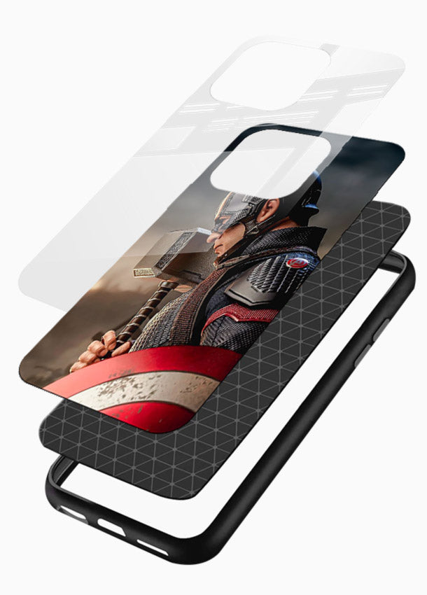 Captain America Shield Focus cover for Glossy Vibrant Premium Look - Angle Layers
