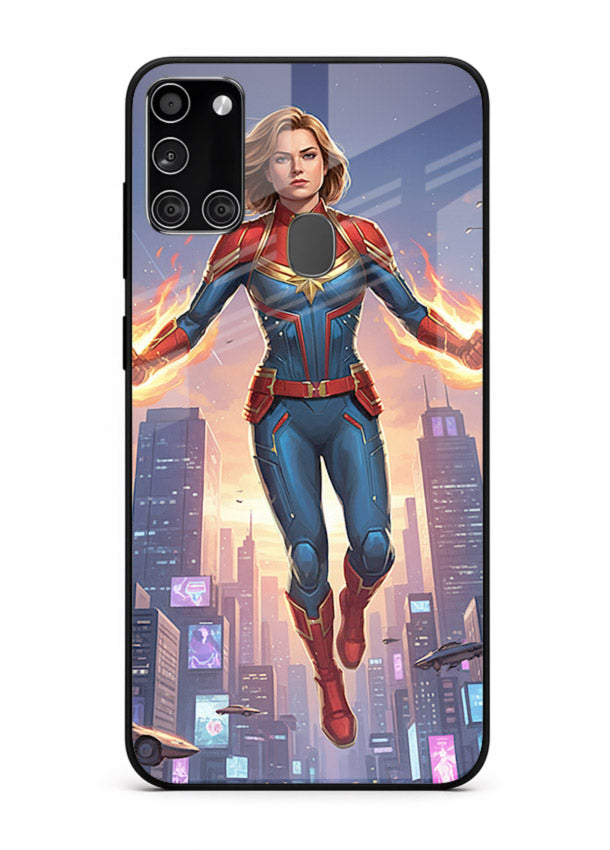 Captain Marvel Glow Energy cover for Samsung A21s