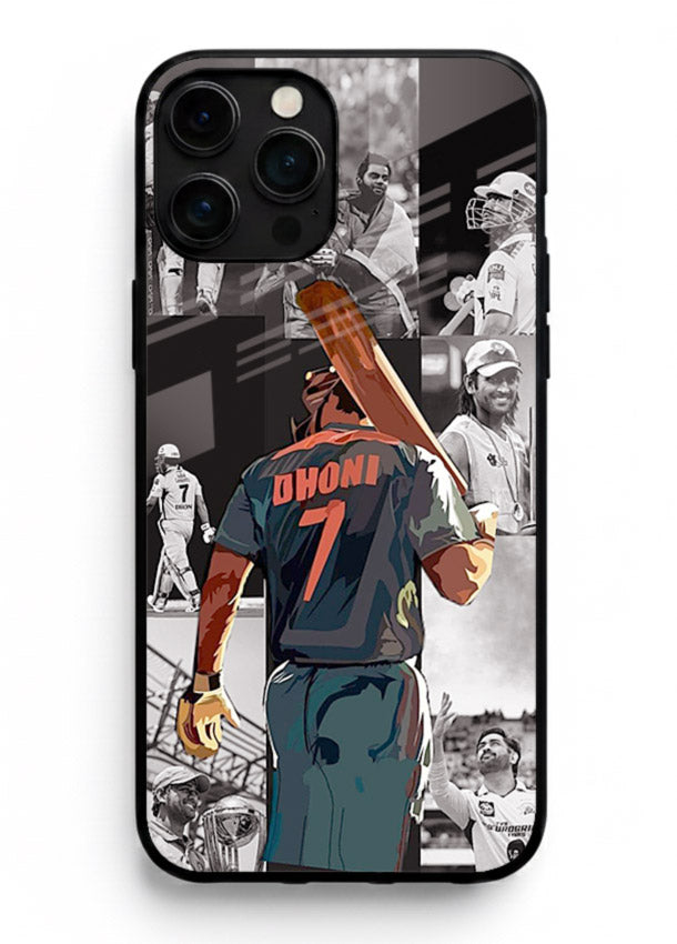 Cricket tribute collage artwork printed on tempered glass iPhone 13 Pro Max back cover