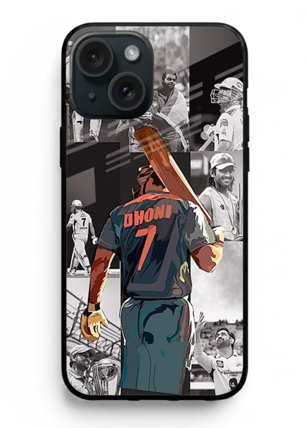 Cricket tribute collage artwork printed on tempered glass iPhone 13 back cover