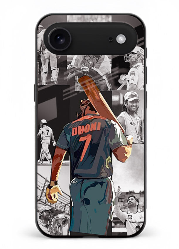 Cricket tribute collage artwork printed on tempered glass iPhone 17 Air back cover
