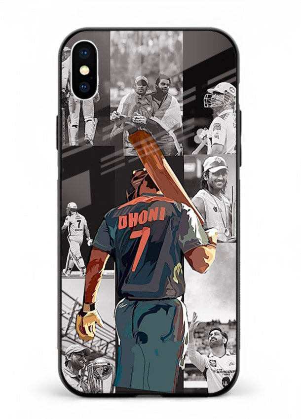 Cricket tribute collage artwork printed on tempered glass iPhone XS Max back cover