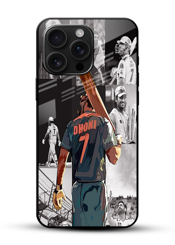 Cricket tribute collage artwork printed on tempered glass mobile back cover - 1