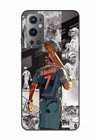 Cricket tribute collage artwork printed on tempered glass OnePlus 9 back cover