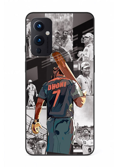 Cricket tribute collage artwork printed on tempered glass OnePlus 9 Pro back cover