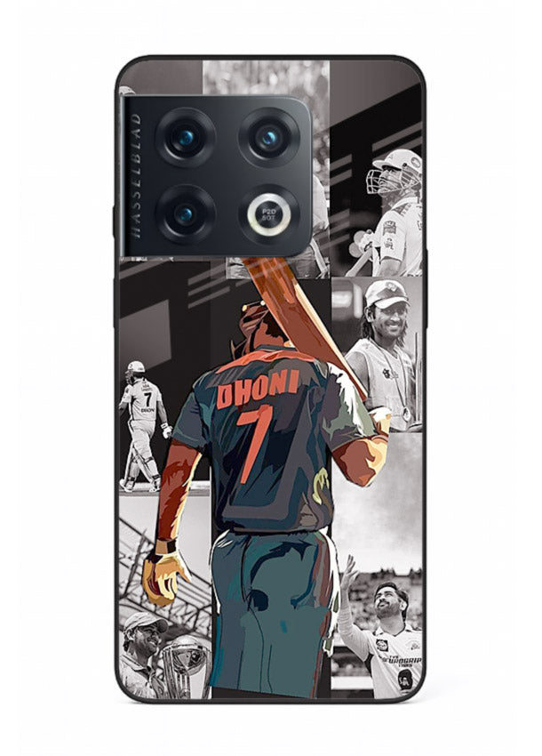 Cricket tribute collage artwork printed on tempered glass OnePlus 10 Pro back cover