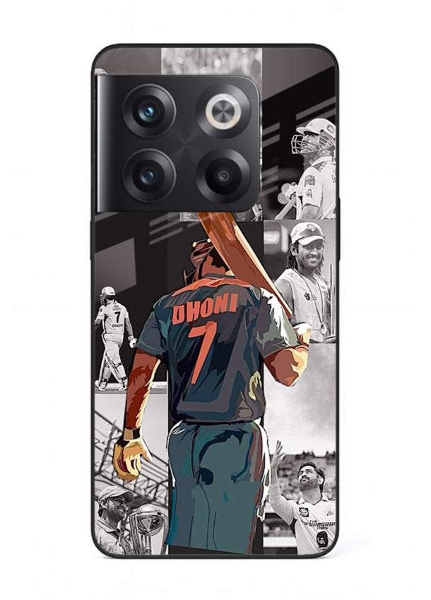 Cricket tribute collage artwork printed on tempered glass OnePlus 10T back cover