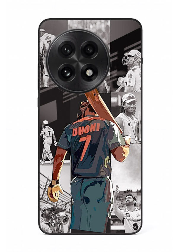 Cricket tribute collage artwork printed on tempered glass OnePlus 13 back cover