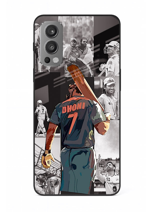Cricket tribute collage artwork printed on tempered glass OnePlus Nord 2 back cover