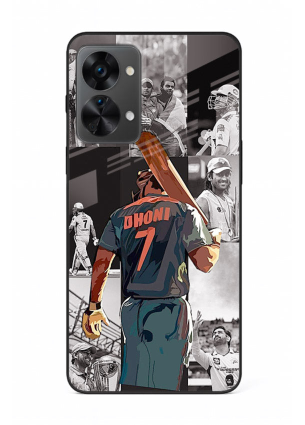 Cricket tribute collage artwork printed on tempered glass OnePlus Nord 2T back cover
