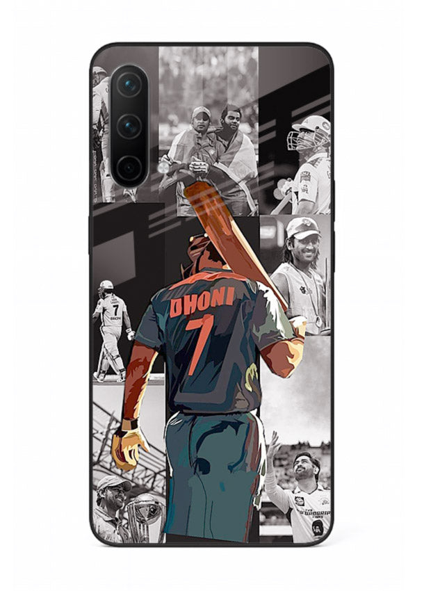 Cricket tribute collage artwork printed on tempered glass OnePlus Nord CE 5G back cover