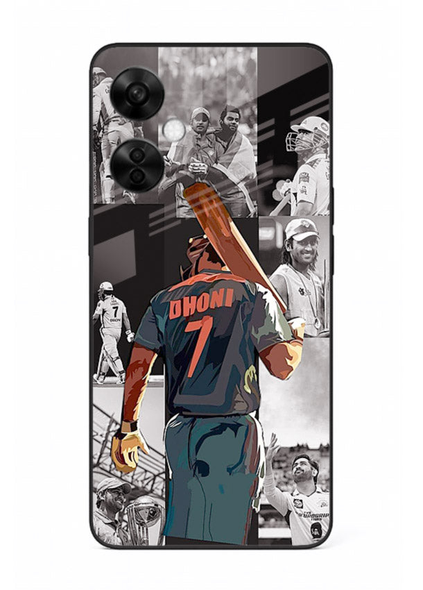 Cricket tribute collage artwork printed on tempered glass OnePlus Nord CE3 Lite back cover