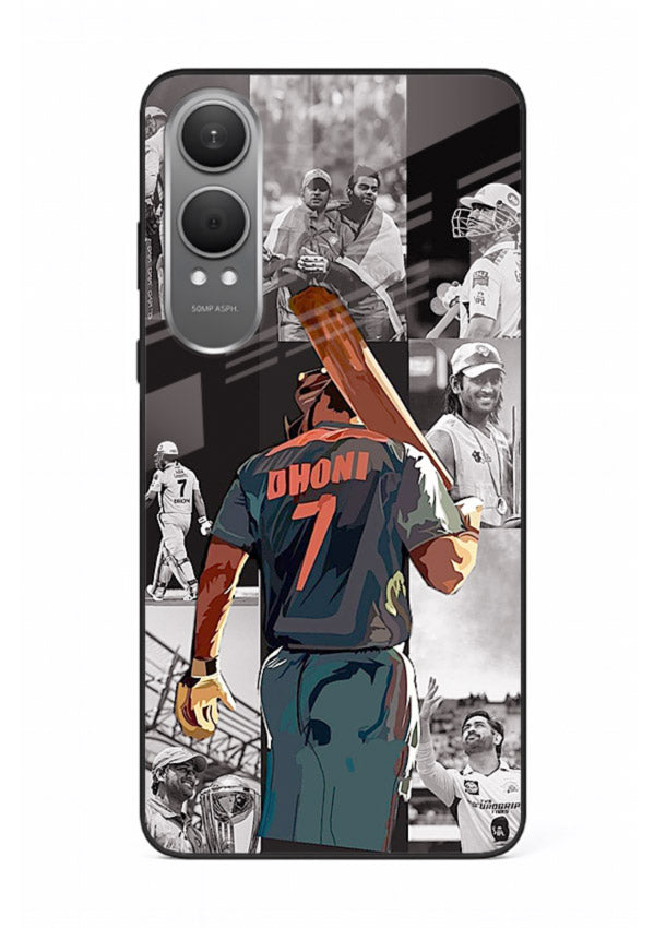 Cricket tribute collage artwork printed on tempered glass OnePlus Nord CE4 Lite back cover