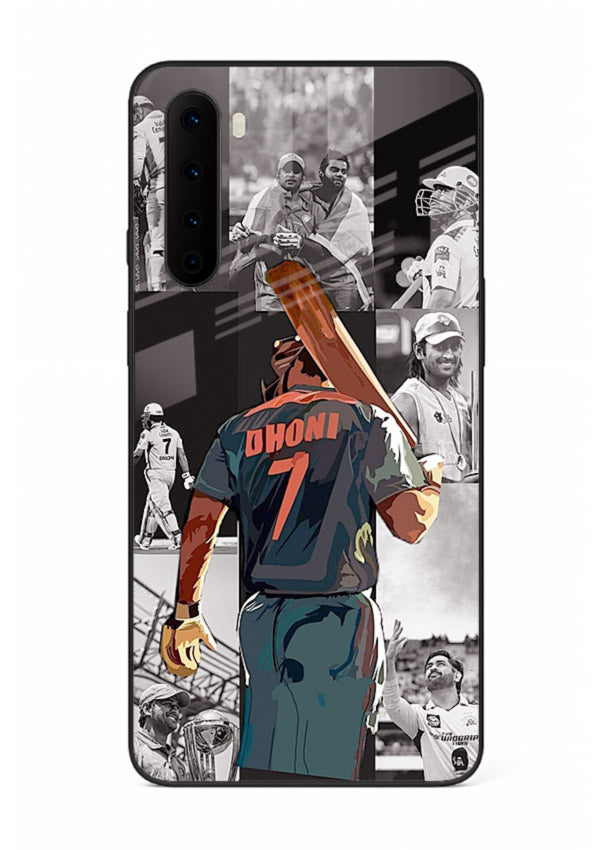 Cricket tribute collage artwork printed on tempered glass OnePlus Nord back cover