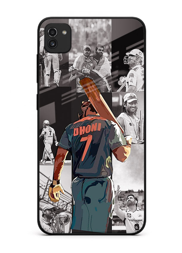 Cricket tribute collage artwork printed on tempered glass Samsung A03 back cover