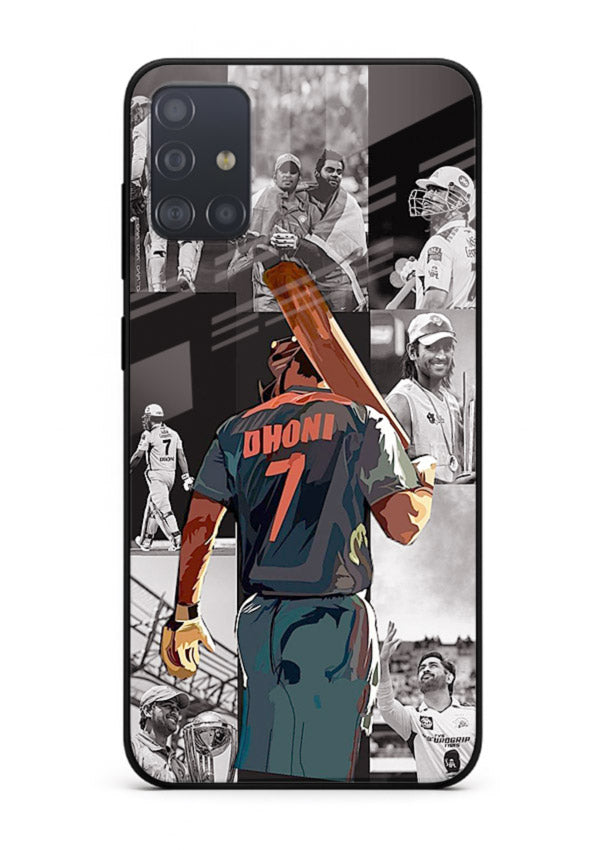 Cricket tribute collage artwork printed on tempered glass Samsung A51 back cover