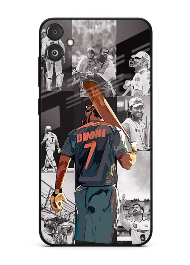 Cricket tribute collage artwork printed on tempered glass Samsung F14 5G back cover