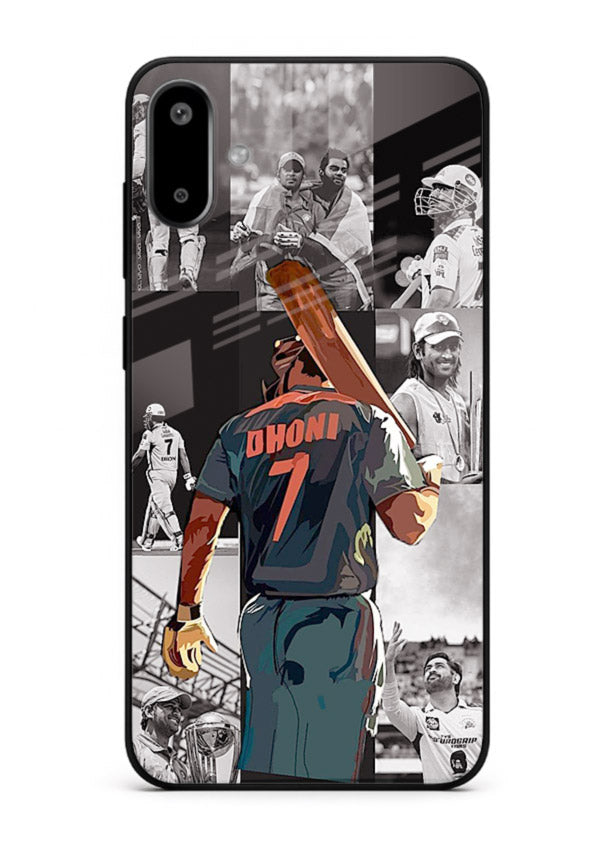 Cricket tribute collage artwork printed on tempered glass Samsung F06 5G back cover