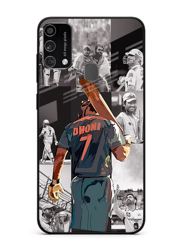 Cricket tribute collage artwork printed on tempered glass Samsung F41 back cover