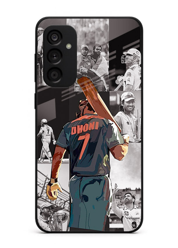 Cricket tribute collage artwork printed on tempered glass Samsung F34 5G back cover
