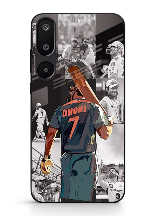 Cricket tribute collage artwork printed on tempered glass Samsung M16 5G back cover