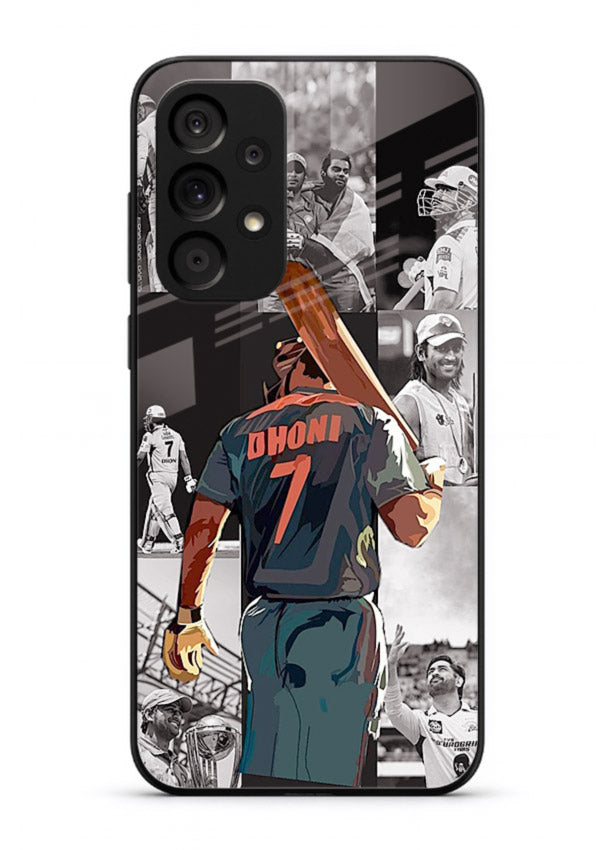 Cricket tribute collage artwork printed on tempered glass Samsung A33 5G back cover