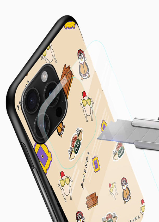Sitcom doodle pattern artwork printed on tempered glass mobile back cover - 4