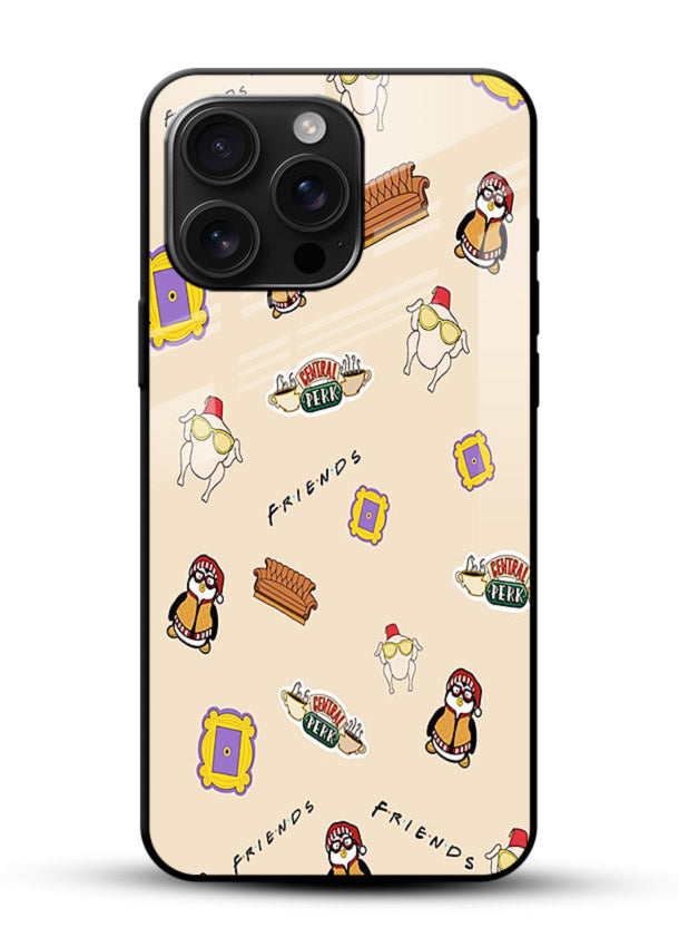 Sitcom doodle pattern artwork printed on tempered glass mobile back cover - 1