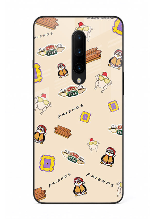 Sitcom doodle pattern artwork printed on tempered glass OnePlus 8 back cover