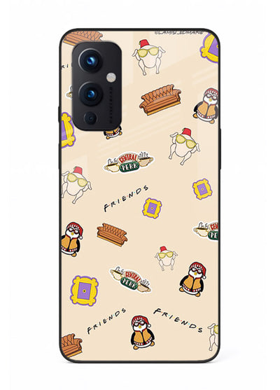 Sitcom doodle pattern artwork printed on tempered glass OnePlus 9 Pro back cover